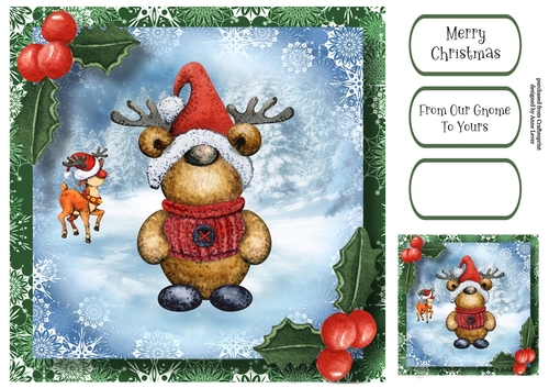 Rudolf Teddy Bear Gnome 8x8