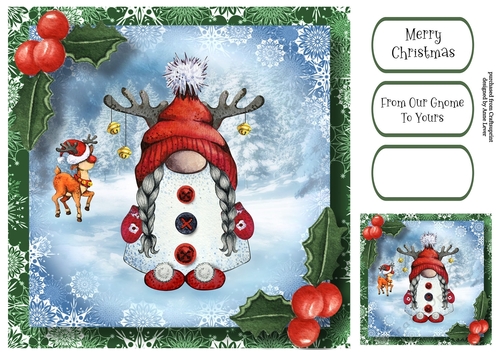Rudolf Mrs Santa Gnome 8x8