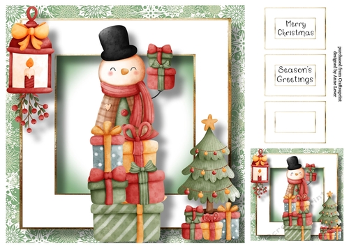 Stack Of Presents - Snowman 8x8