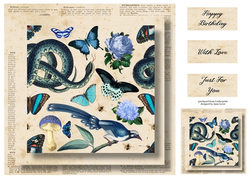 Vintage Nature Botanical Ephemera - Blue