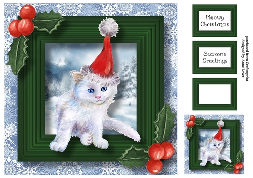 Meowy Christmas Cat - Persian 8x8