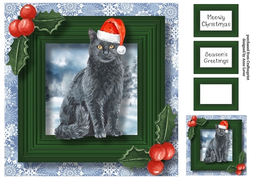 Meowy Christmas Cat - Chartreux 8x8