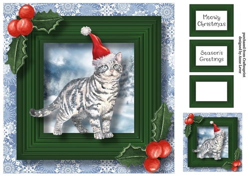 Meowy Christmas Cat - American Shorthair 8x8