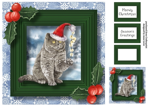 Meowy Christmas Cat - British Shorthair 8x8