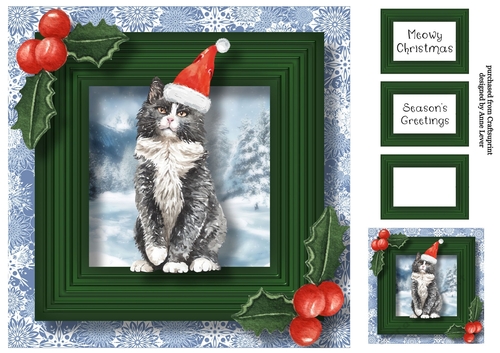 Meowy Christmas Cat - Norwegian Forest 8x8