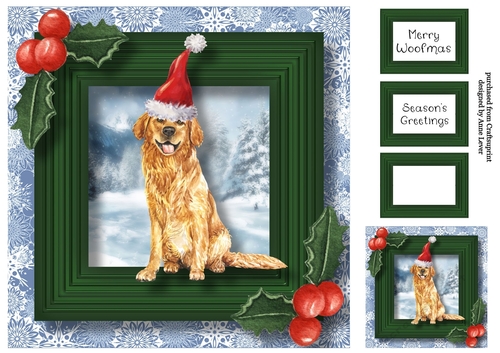 Merry Woofmas Dog - Golden Retriever 8x8