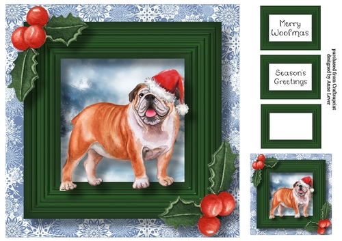 Merry Woofmas Dog - English Bulldog 8x8
