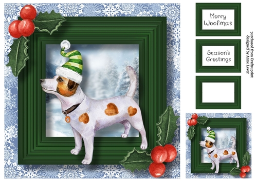 Merry Woofmas Dog - Jack Russell 8x8