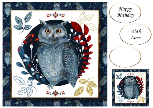 Gorgeous Woodlands Folk Art - Owl 8x8