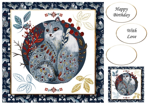 Gorgeous Woodlands Folk Art - Fox 8x8
