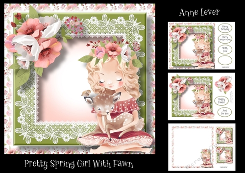 Pretty Spring Girl With Fawn