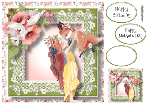 Pretty Spring Girl With Fox 8x8