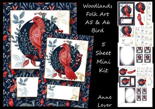 Woodlands Folk Art A5 & A6 - Bird