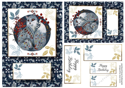 Woodlands Folk Art A5 & A6 QUICK TOPPERS - Fox