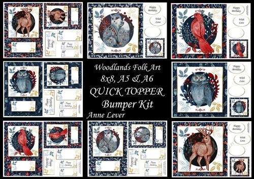 Woodlands Folk Art  8x8, A5 & A6 QUICK TOPPER Bumper Kit