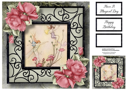 Beautiful Vintage Fairy & Roses 4 8x8