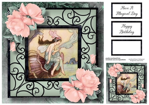 Beautiful Vintage Fairy & Roses 3 8x8