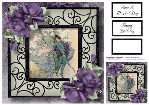 Beautiful Vintage Fairy & Roses 2 8x8