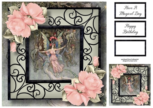 Beautiful Vintage Fairy & Roses 1 8x8