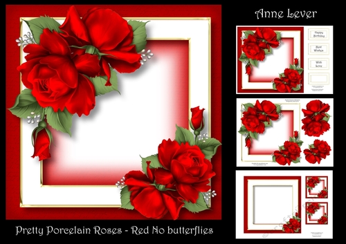Pretty Porcelain Roses - Red No Butterflies