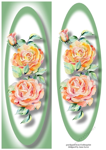 Simple Yellow & Peach Rose Lge DL