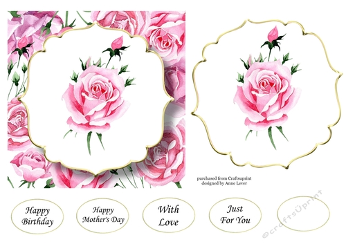 6x6 Watercolour Floral - Tea Roses