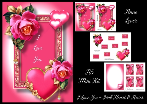 I Love You - Pink Heart & Roses