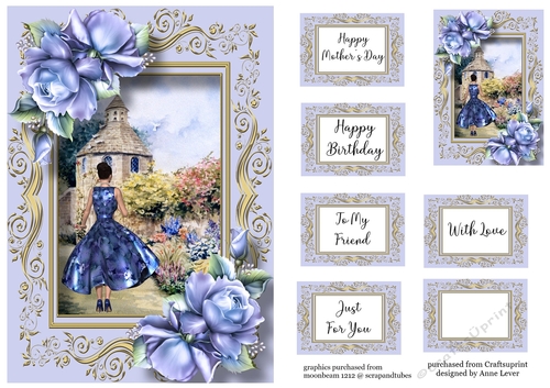 My Beautiful Dovecote With Blue Roses A5