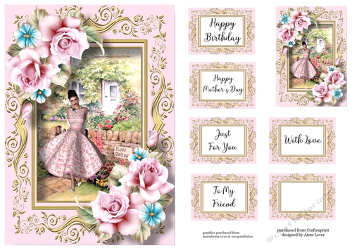 My Rose Cottage With Pale Pink Roses A5