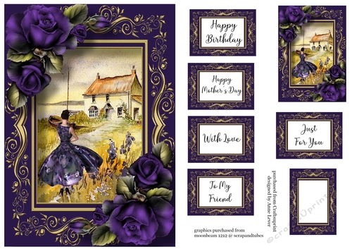 My Seaside Cottage With Purple Roses A5