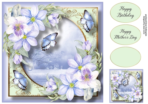 Beautiful Blooms & Butterflies - Blue Beauty 8x8