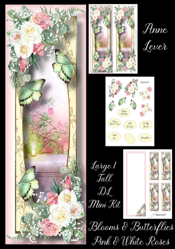 Blooms & Butterflies - Pink & White Roses
