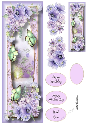 Blooms & Butterflies - Violet Flowers Large DL