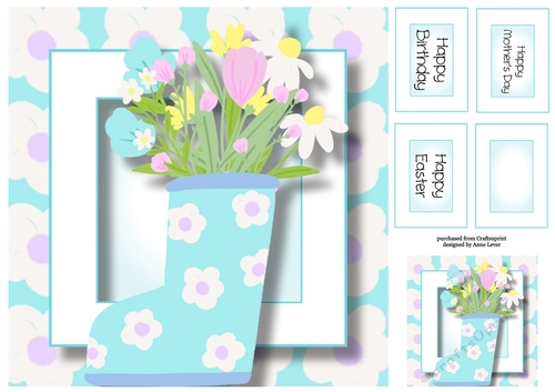 Blue Welly Boot Of Spring Flowers, Birthday, Mothers Day, Easter