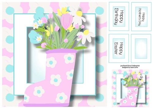 Pink Welly Boot Of Spring Flowers, Birthday, Mothers Day, Easter
