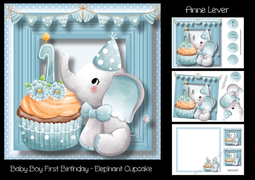 Baby Boy First Birthday - Elephant Cupcake