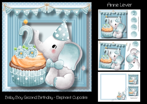 Baby Boy Second Birthday - Elephant Cupcake