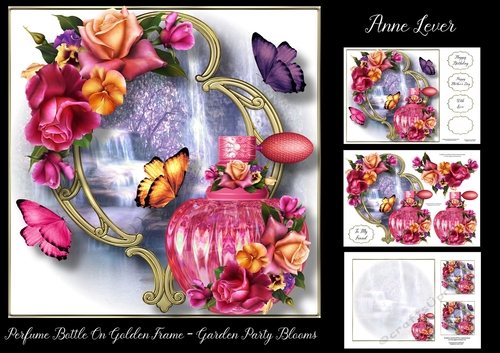 Perfume Bottle On Golden Frame - Garden Party Blooms