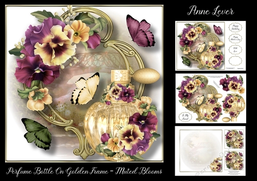 Perfume Bottle On Golden Frame - Muted Blooms