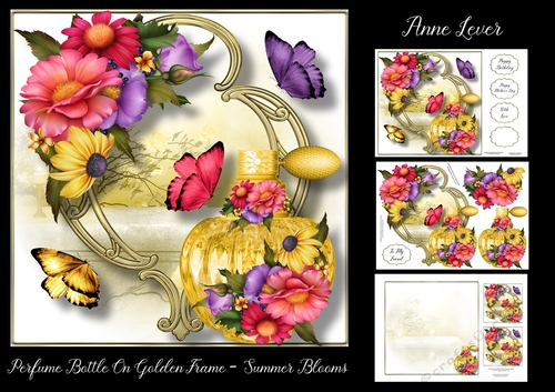 Perfume Bottle On Golden Frame - Summer Blooms
