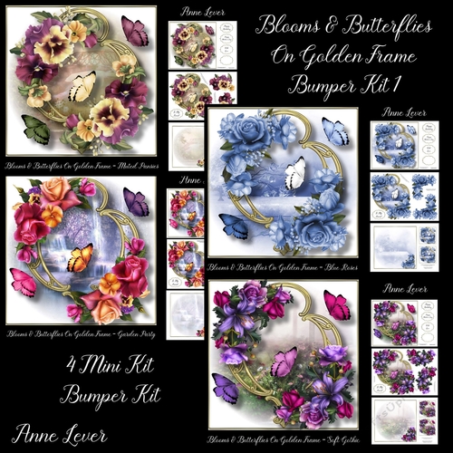 Blooms & Butterflies On Golden Frame Bumper Kit 1