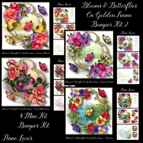 Blooms & Butterflies On Golden Frame Bumper Kit 2