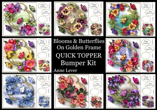 Blooms & Butterflies On Golden Frame QUICK TOPPER Bumper Kit