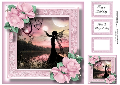 The Fairy Moon In Pink 8x8