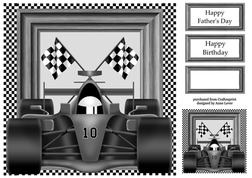 Formula Race Car - Silver 8x8
