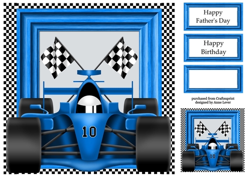 Formula Race Car - Blue 8x8