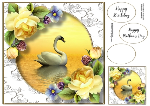 Gorgeous Swan With Yellow Roses 8x8