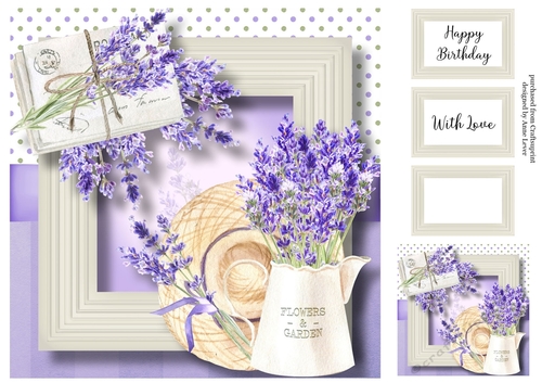 Lavender Letters - Straw Hat & Flower Jug 8x8