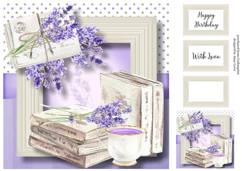 Lavender Letters - Books & Lavender Tea 8x8