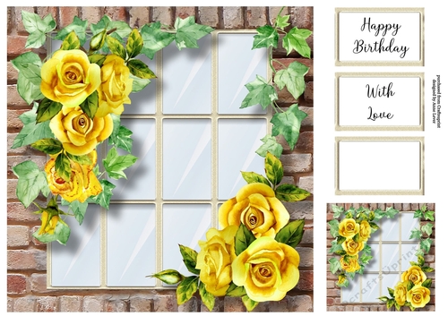 The Ivy & Yellow Roses Window 8x8